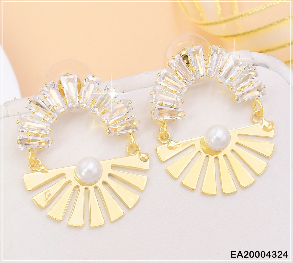 ARETES DOR CIRCULO ZIRC/LINEAS LISAS ABANICO INVERT.EE1189-132