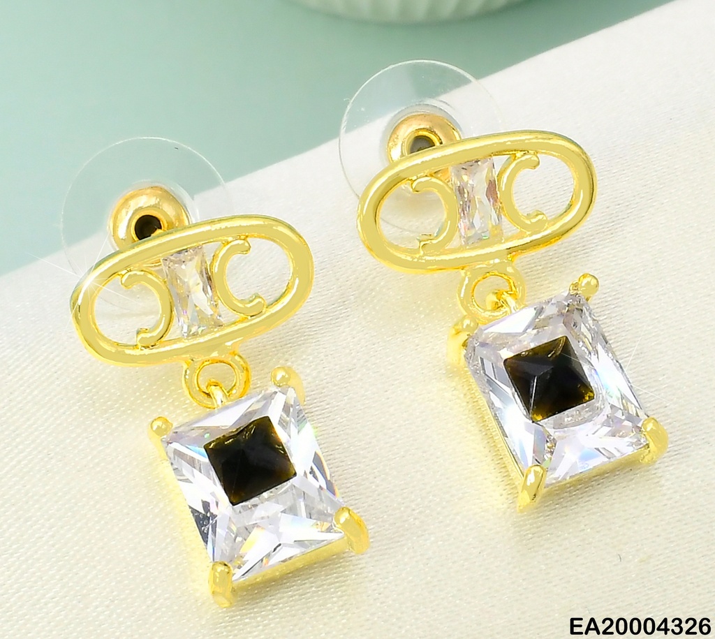 ARETES DOR OVALO HORIZ./ZIRC. CRISTAL RECT.  EE1318-132