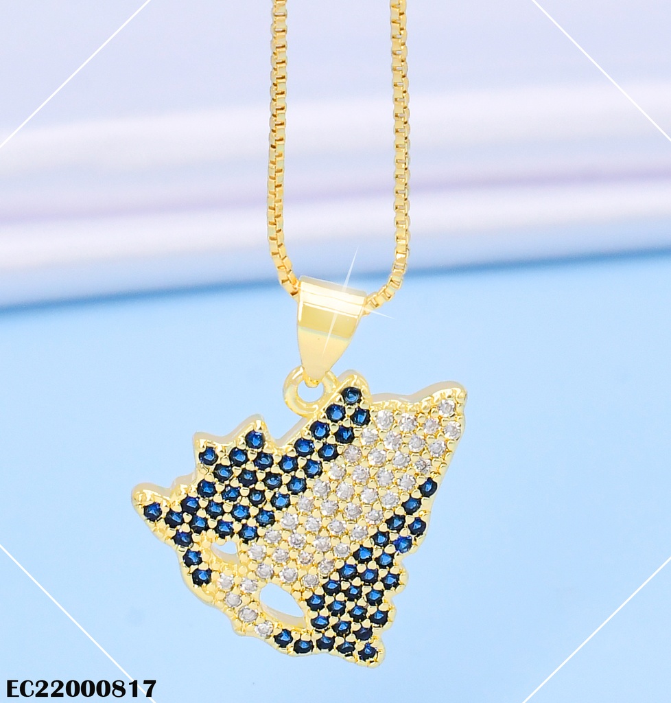 CADENA DOR DIJE DE NICARGUA ZIRC. AZUL/CRISTAL K3870-212