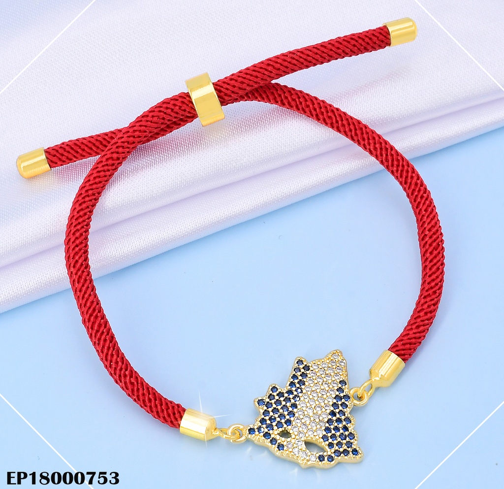 PULSERA AJUSTABLE ROJA/MAPA DE NICARAGUA ZIRC. K3873-212
