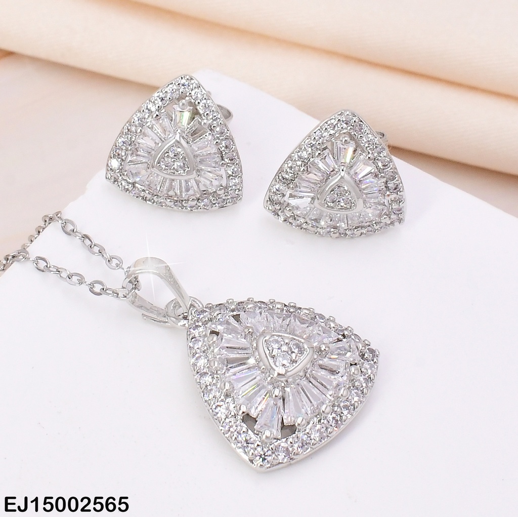 SET PLAT TRIANGULO ZIRCONIAS F8958-205