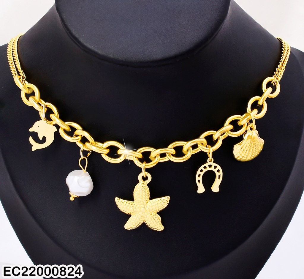 CADENA C/DIJES:ESTRELLA MAR/OSTRA/PERLA/HERRADURA K8314