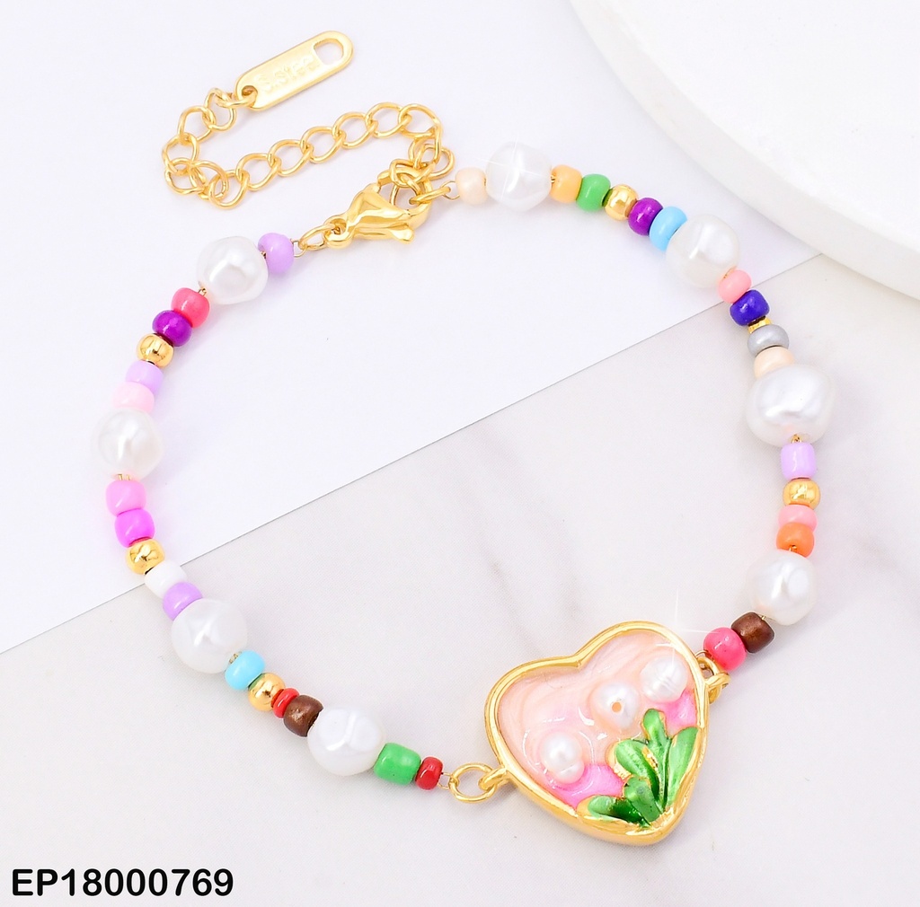 PULSERA CHAQUIRAS COL/PERLAS. CENTRO💗FLORES B.K8366