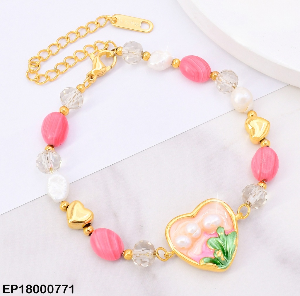 PULSERA CHAQUIRAS ROSAS/💛 CENTRO K8357