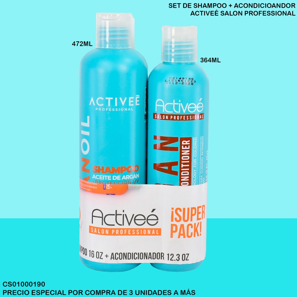 SET ACTIVE ARGAN SUPER PACK SH.16OZ./AC.12.30OZ