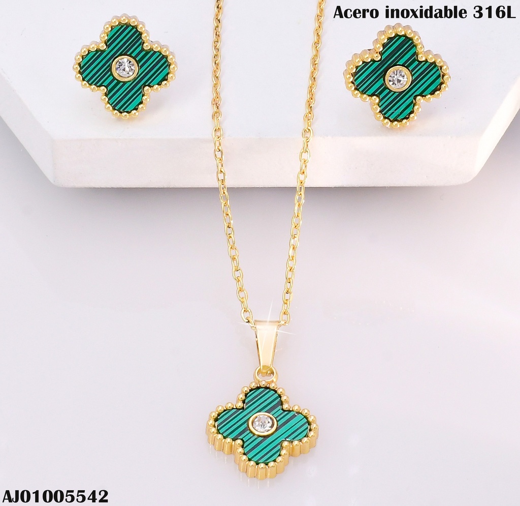 SET VAN CLEEF VERDE RAYADO CENTRO ZIRC.SA1085-331