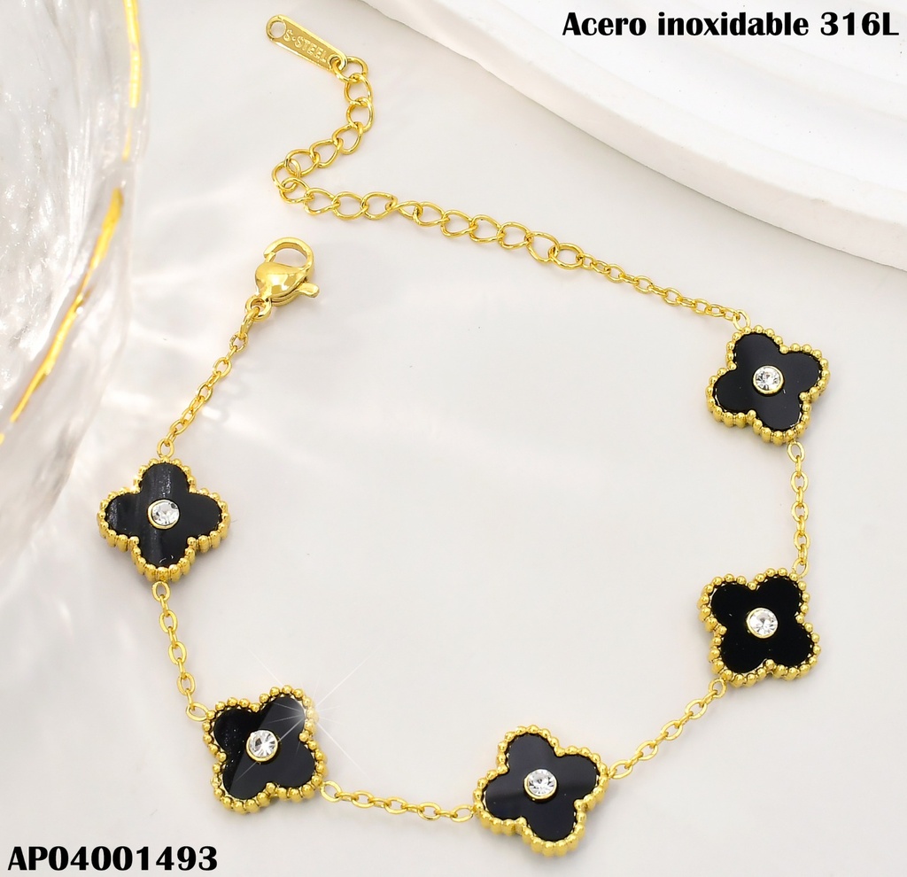 PULSERA VAN CLEEF (5) NEGRA CENTRO ZIRC. BA2140-331