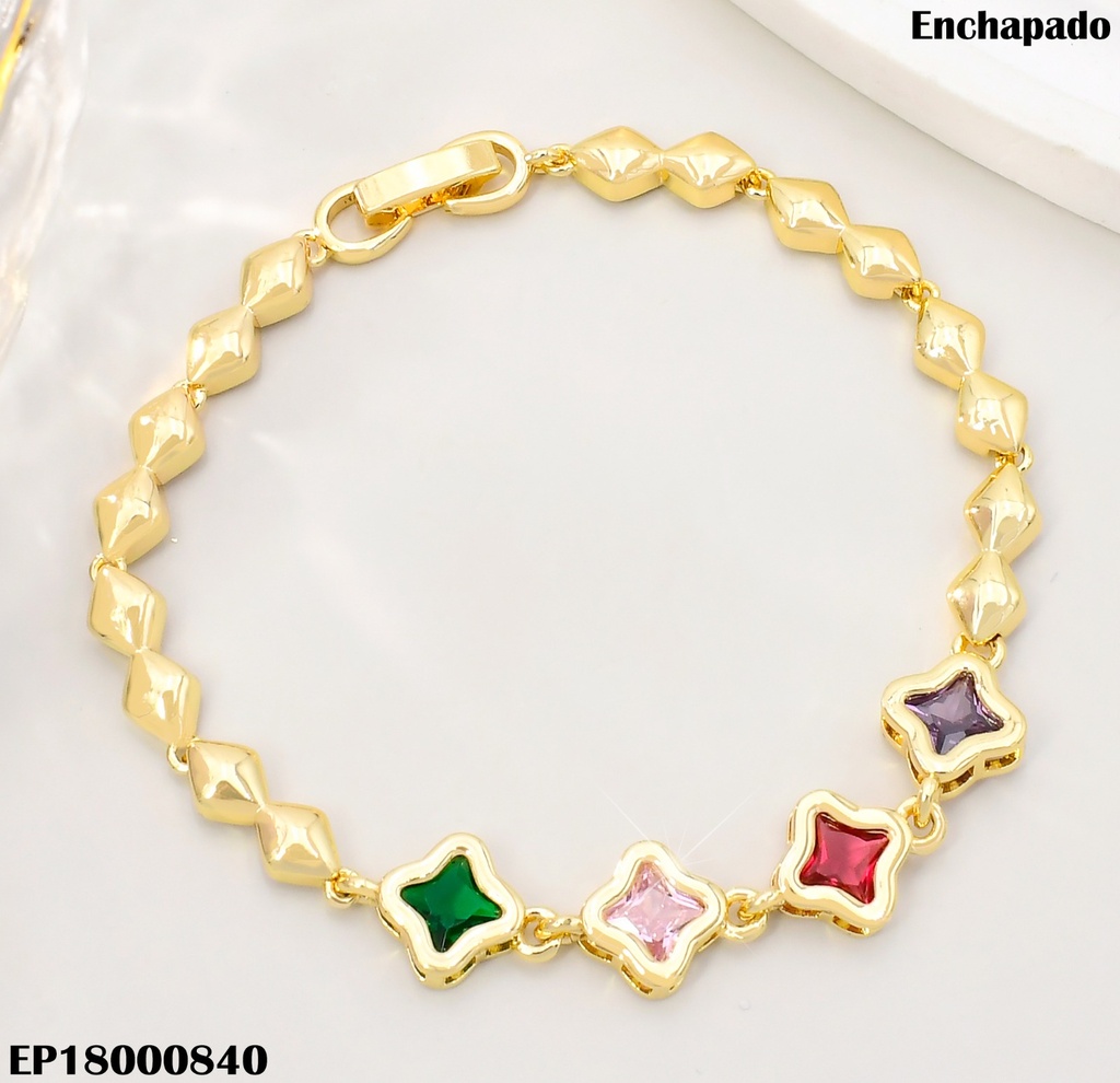 PULSERA ROMBOS VAN CLEEF CENTRO 4 COL/ZIRC.BE724-318