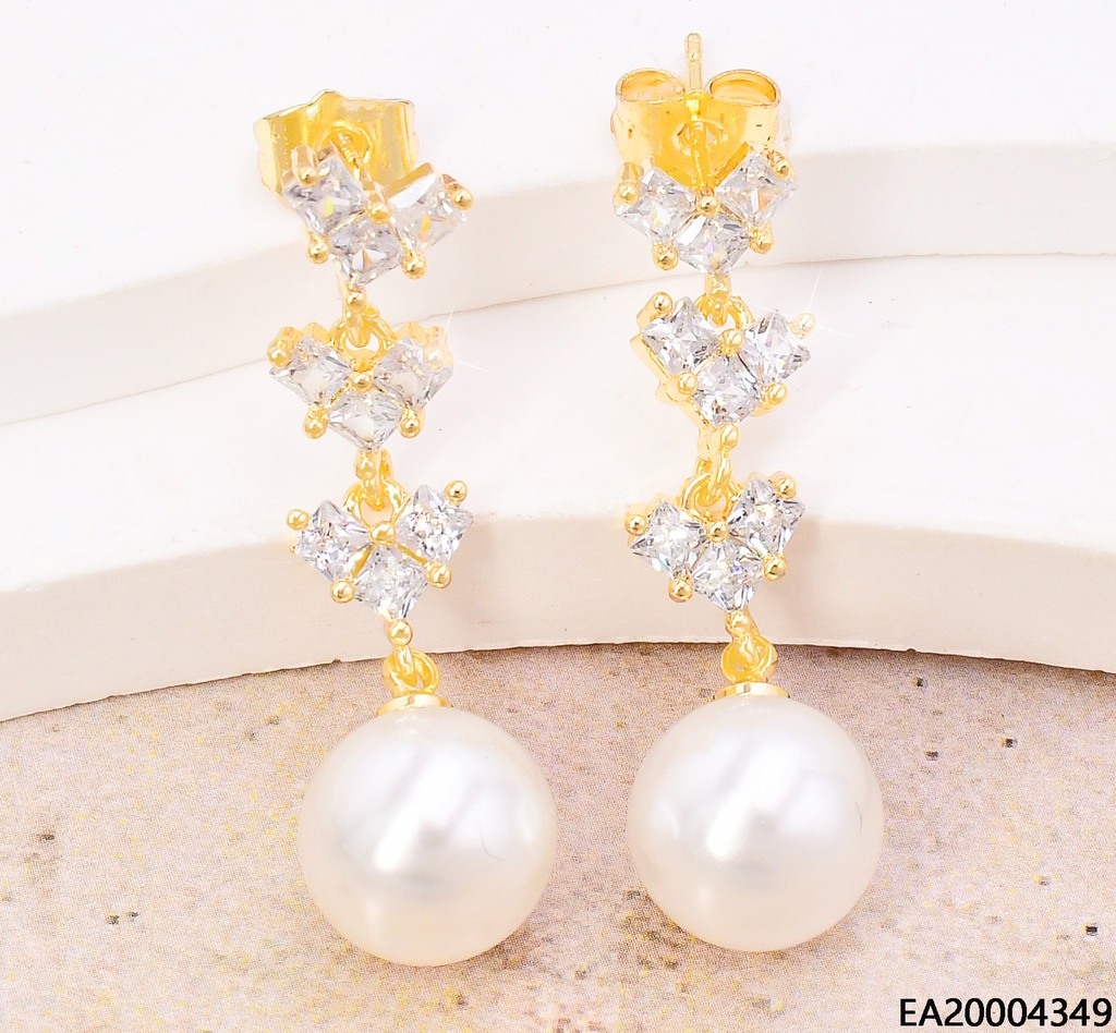 ARETES DOR ZIRC CORAZON (3) VERT./ PERLA F5441-223