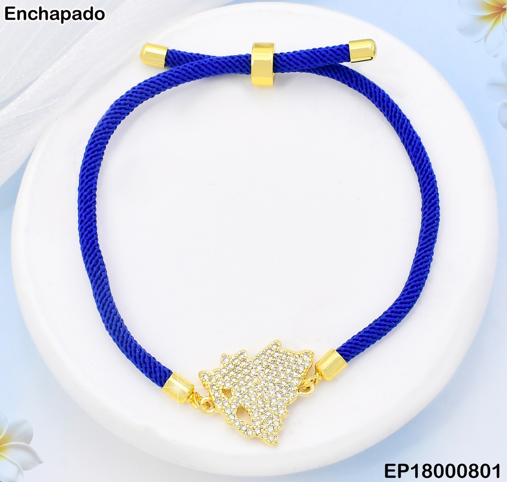 PULSERA AJUSTABLE AZUL/MAPA DE NICARAGUA ZIRCONIAS BE449-9