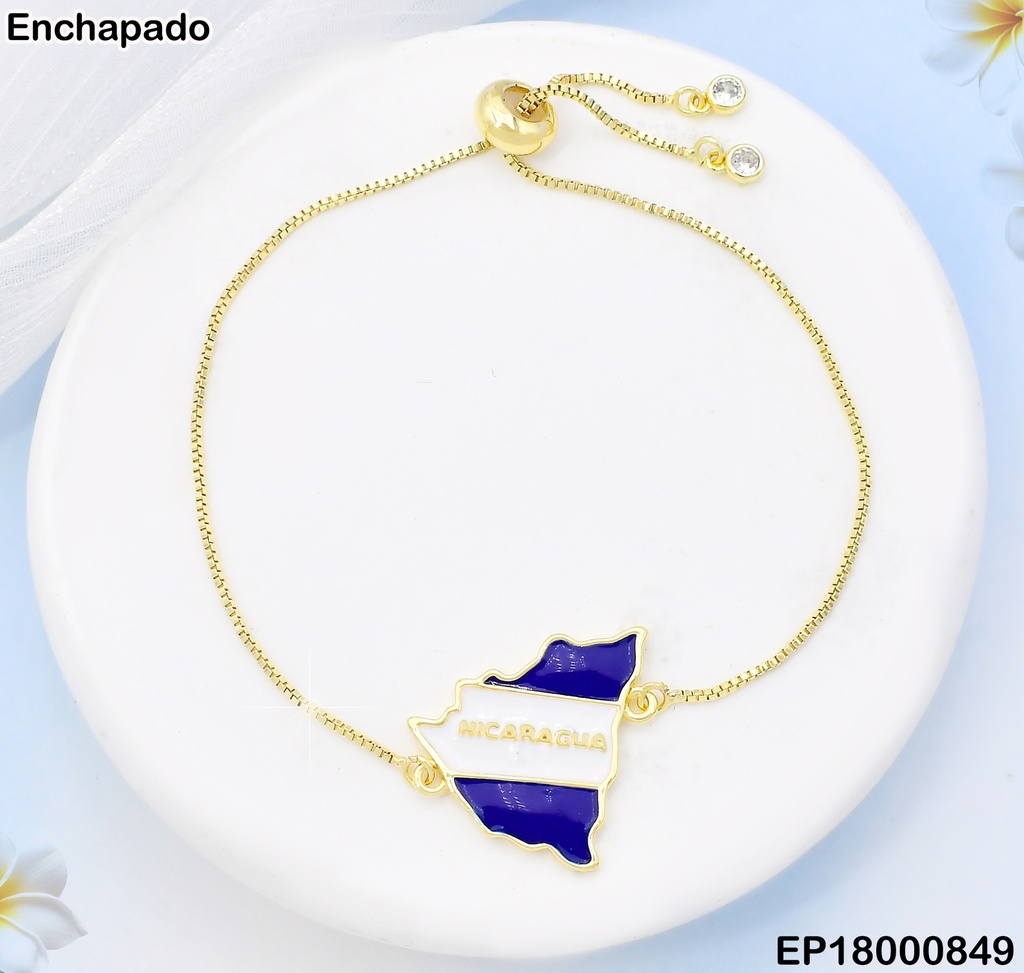 PULSERA FINA C/MAPA AZUL-BLANCO CENTRO 002N584