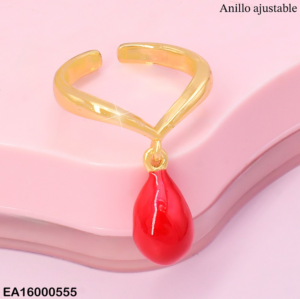 ANILLO AJUSTABLE C/DIJE:GOTA ROJA RE170-9