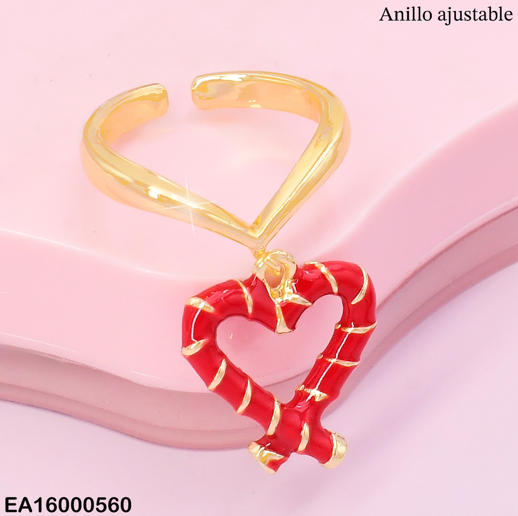 ANILLO AJUSTABLE CROQUI CORAZON ROJO RE179-9