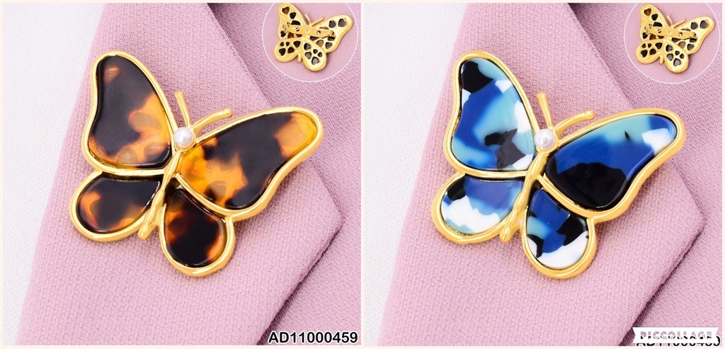BROCHE MARIPOSA ALAS CAREY C/PERLITA X CABEZA K8760