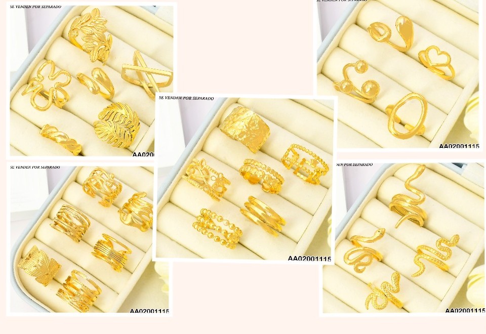 ANILLO DISEÑOS SURTIDOS 🐍/FLOR/X/🟡/GOTAS 006K8011-439