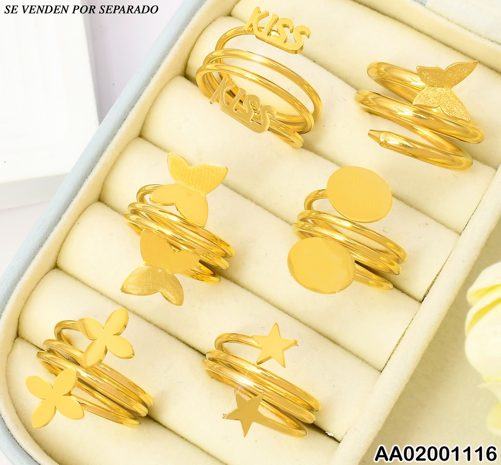 ANILLO DISEÑOS SURTIDOS "KISS"/🟡/🦋 006K8023-439