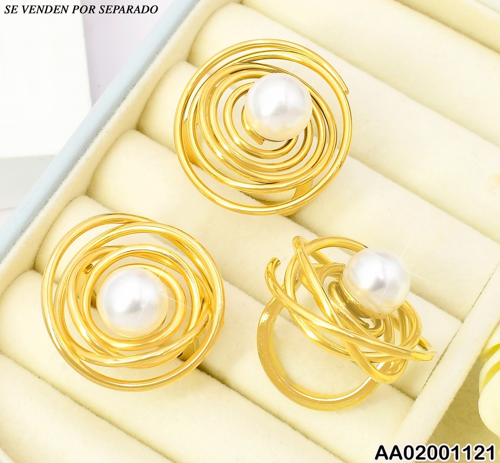 ANILLO CIRCULOS VARIOS ENLAZADOS CENTRO PERLA 006K7900-439