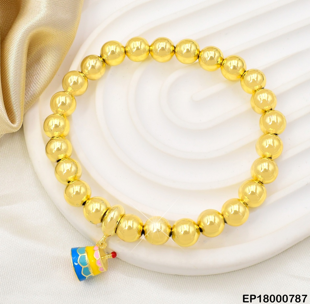 PULSERA PELOTITAS DOR.DIJE:PASTEL COL.BE394-9
