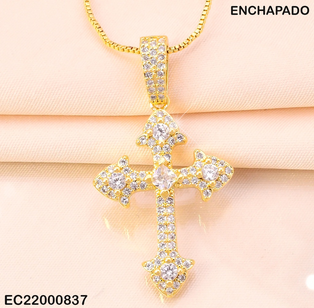 CADENA DIJE:CRUZ ANTIGUA ZIRCONIAS EXTREMOS CE222-314