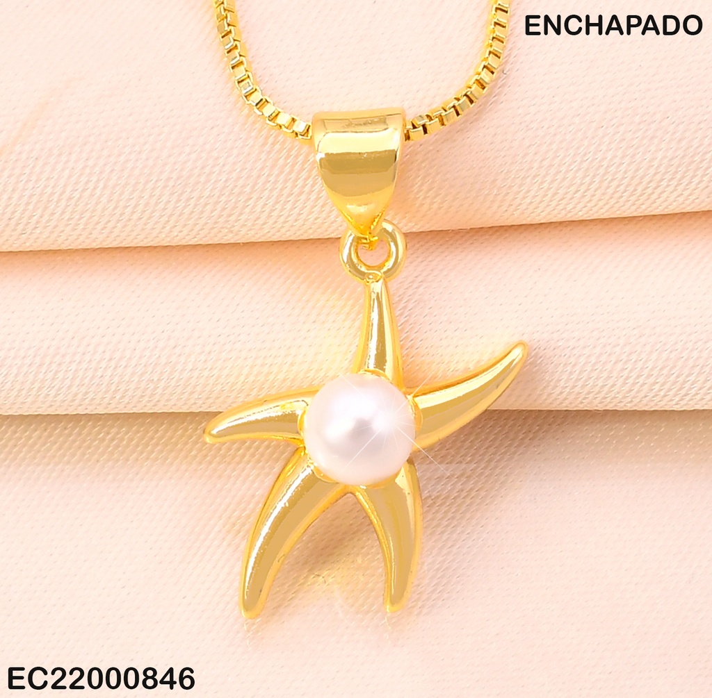 CADENA FINA DIJE:ESTRELLA MAR PERLA CENTRO CE258-9