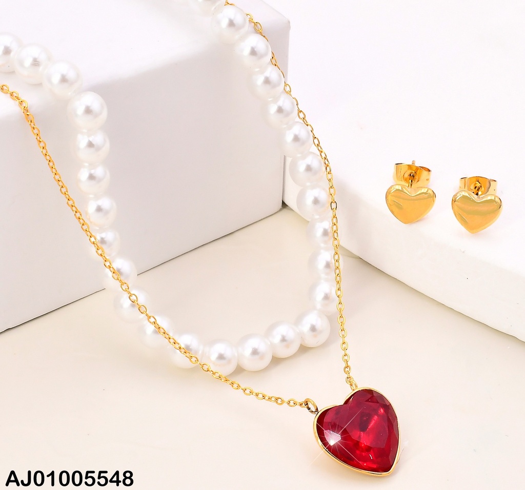 SET ARETES💛INF.DOBLE CAD.PERLAS/TRAD.DIJE:❤️SA980-45