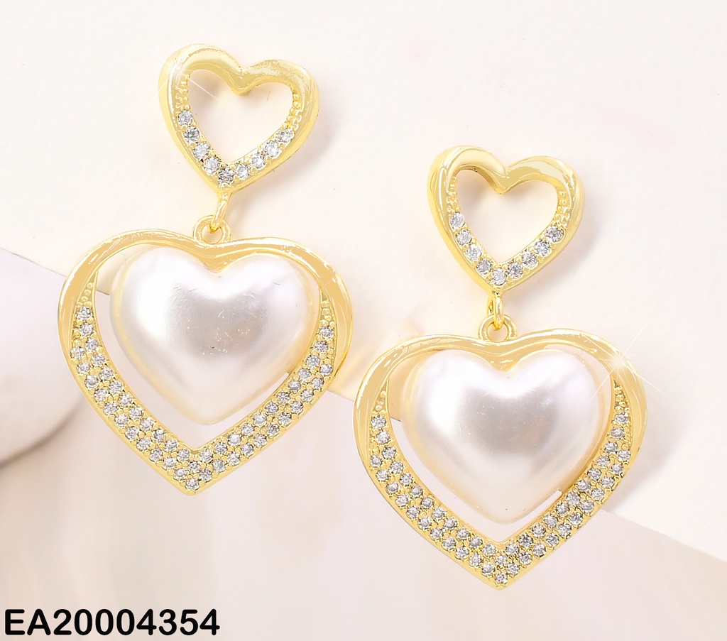 ARETES CROQUI CORAZON/CORAZON PERLA EE3876-3