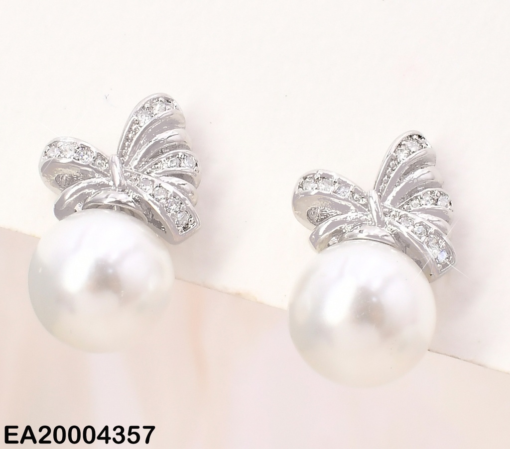 ARETES PLAT.LAZO ASIMETRICO ZIRC/PERLA COLGANTE EE3879-3