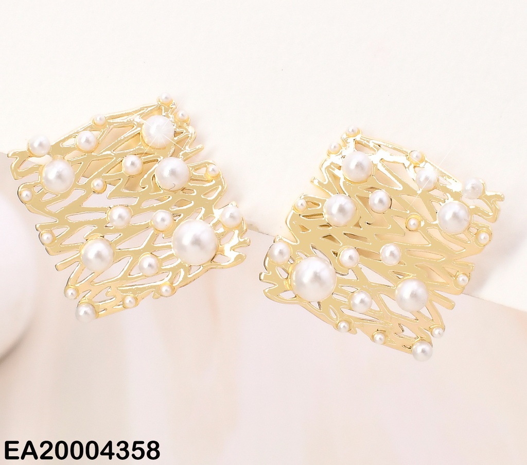ARETES PLACA CALADA CUADRO C/PERLITAS EE3880-3