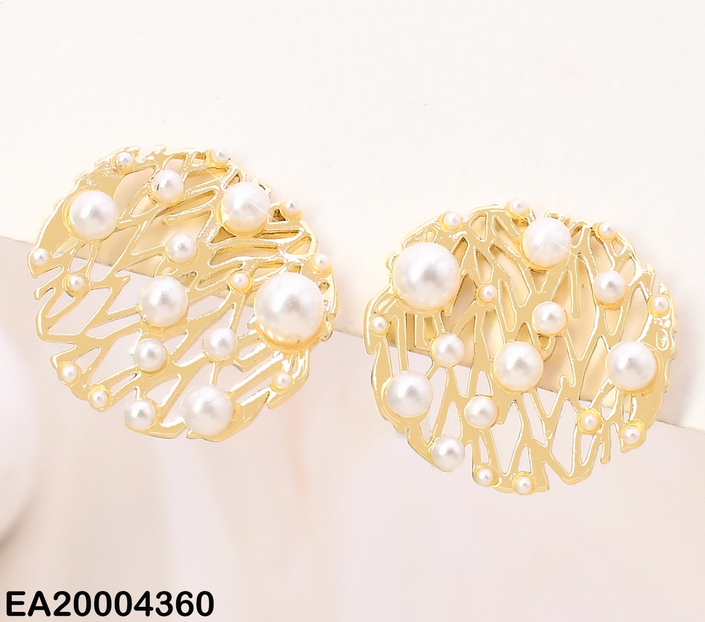 ARETES PLACA CALADA RD C/PERLITAS EE3882-3