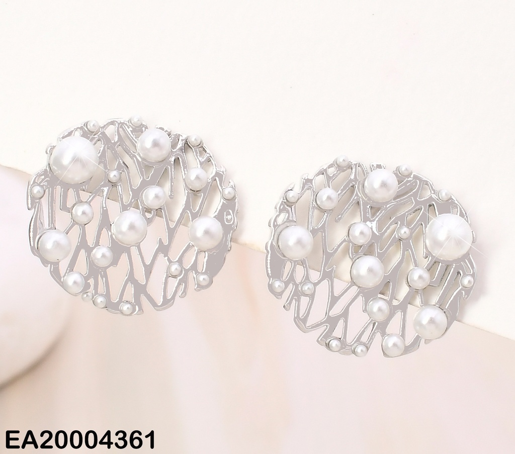 ARETES PLAT. PLACA CALADA RD C/PERLITAS EE3883-3