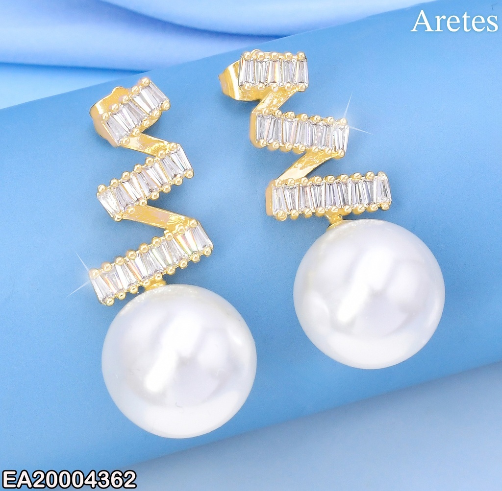 ARETES ZIRC.RECTANGULARES DIAGONAL C/PERLA EE3884-3