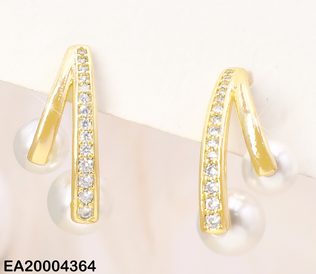 ARETES "Ʌ" LINEA LISA/ZIRC.PERLAS EXTREMOS EE3886-3