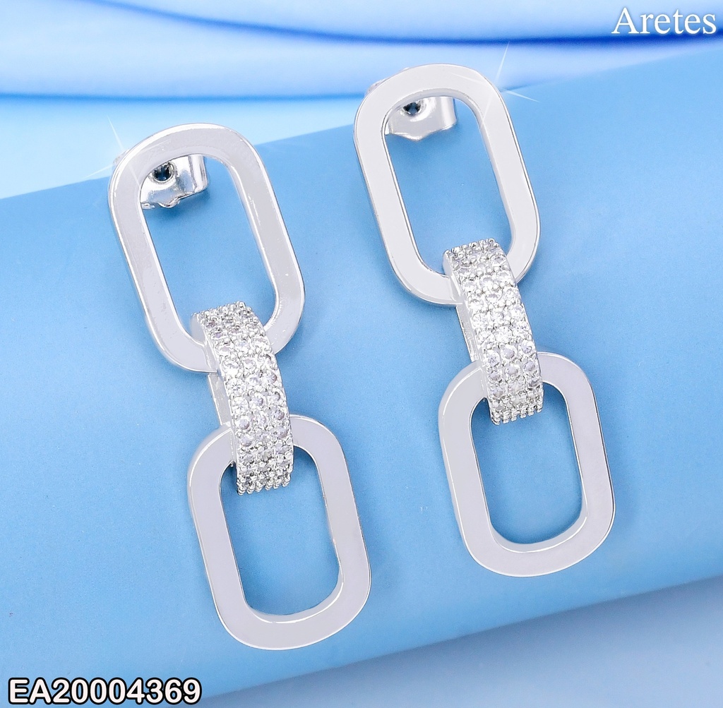 ARETES CROQUI OVALOS LISOS PLAT./ZIRCONIAS EE3893-3