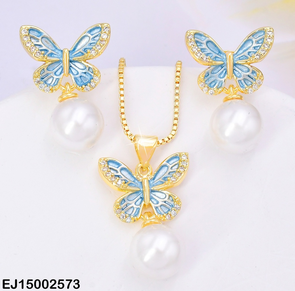 SET DOR MARIPOSA ESMALTADA/PERLA SE612-9