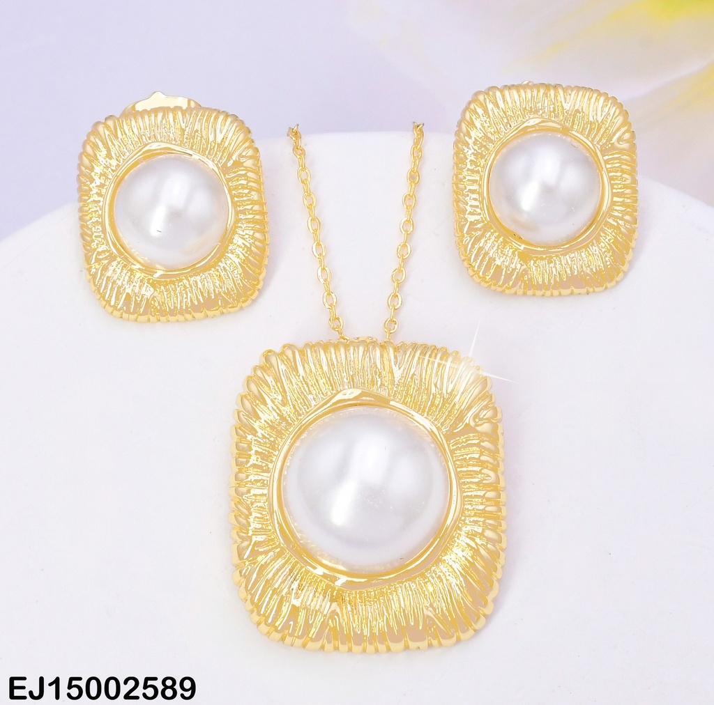 SET CUADRO RAYADO DORADO MEDIA PERLA CENTRO SE859-3