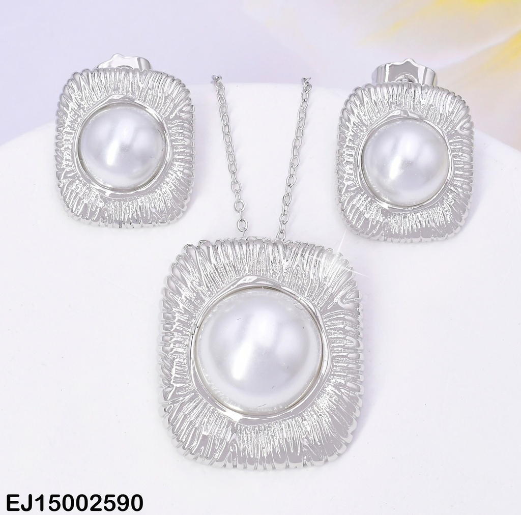 SET CUADRO RAYADO PLATEADO MEDIA PERLA CENTRO SE860-3