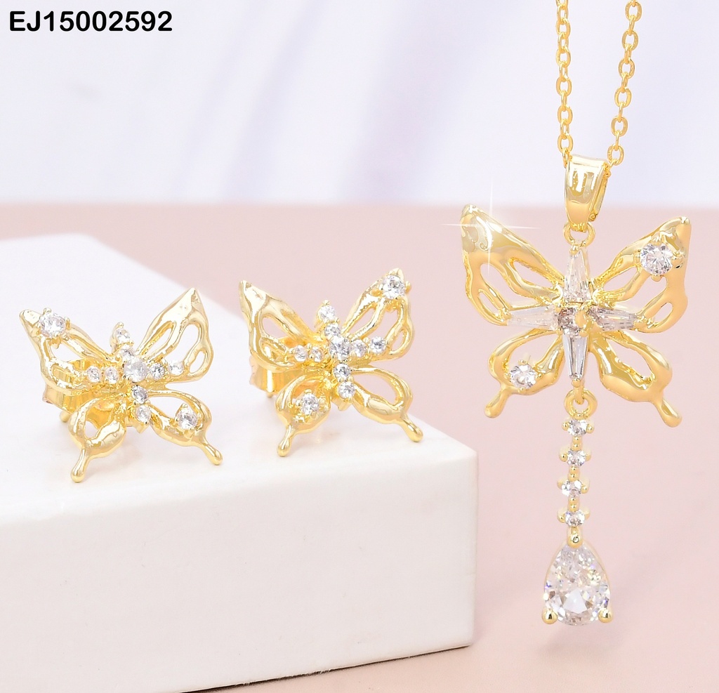 SET DOR CROQUI MARIPOSA / ZIRC CRISTAL COLGANTE SE864-3