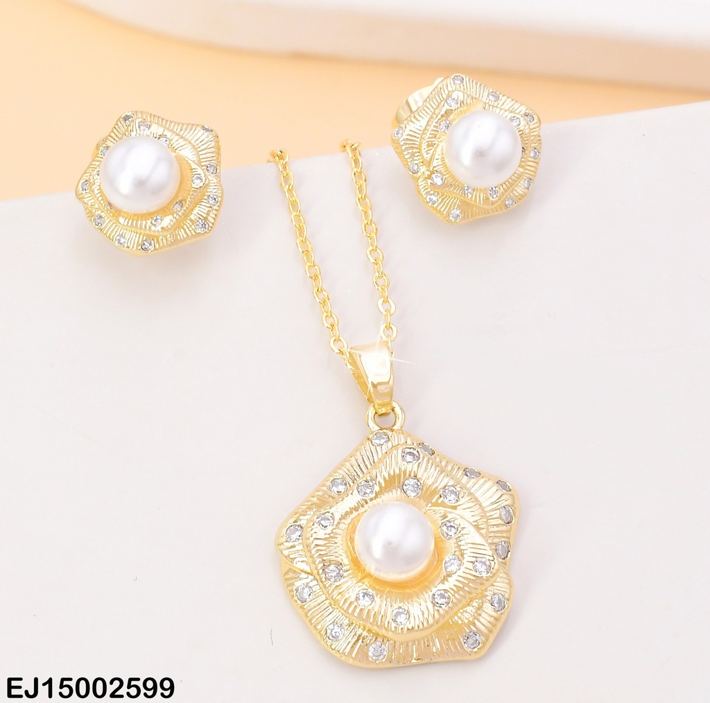 SET DOR FLOR EN ESPIRAL ZIRC. / PERLA CENTROSE875-3