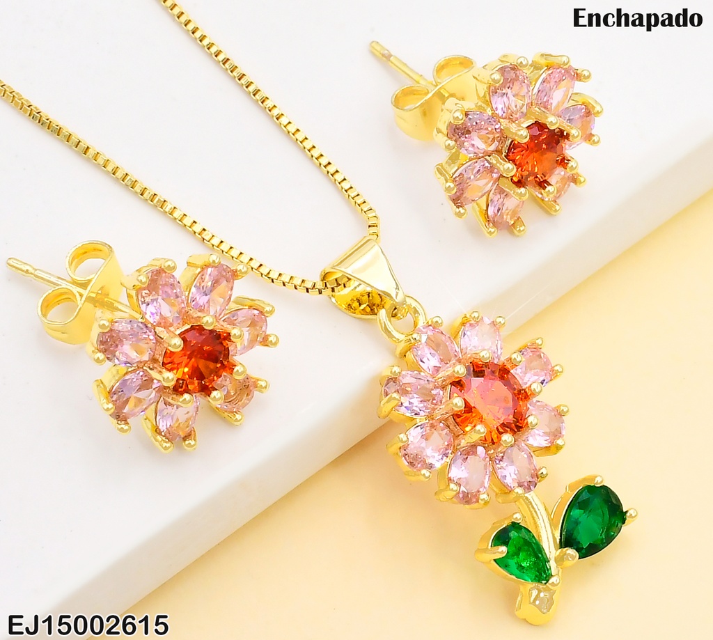 SET MARGARITA ZIRCONIAS ROJA SE1167-9