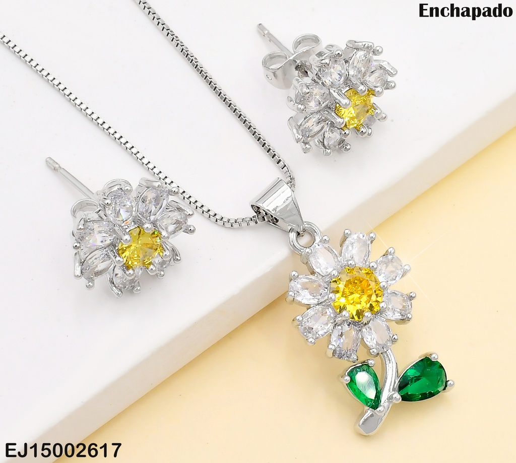 SET PLAT.MARGARITA ZIRCONIAS AMARILLAS SE1169-9