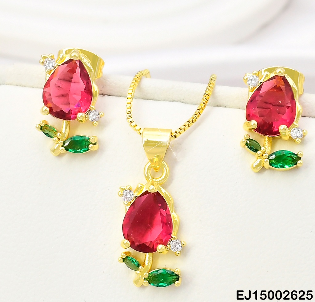 SET DORADO TULIPAN FUCSIA SE1130-9