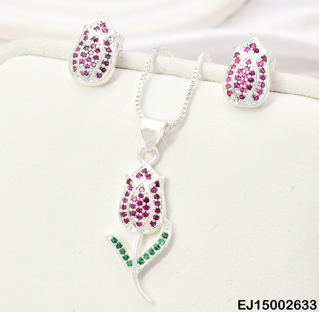 SET PLAT TULIPAN ZIRC FUCSIA SE1144-9