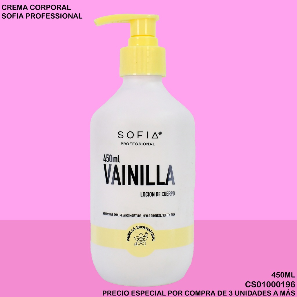 CREMA P/CUERPO SOFIA PROFESIONAL VAINILLA 450ML S400A