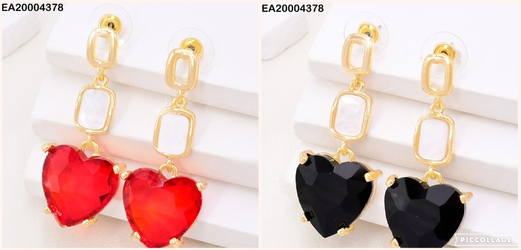 ARETES DOR CROQUI RECT/NACAR/CORAZON COL. SURT. EE3940-317