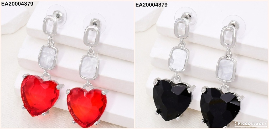 ARETES PLAT CROQUI RECT/NACAR/CORAZON COL. SURT. EE3941-317