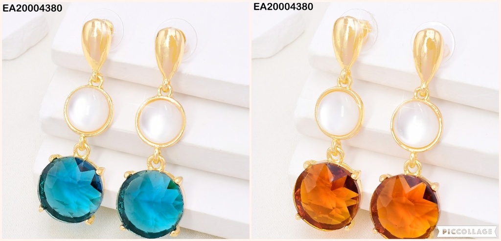 ARETES DOR OVALO/PIEDRA RD BLANCA/ZIRC RD COL SURT. EE3972-317