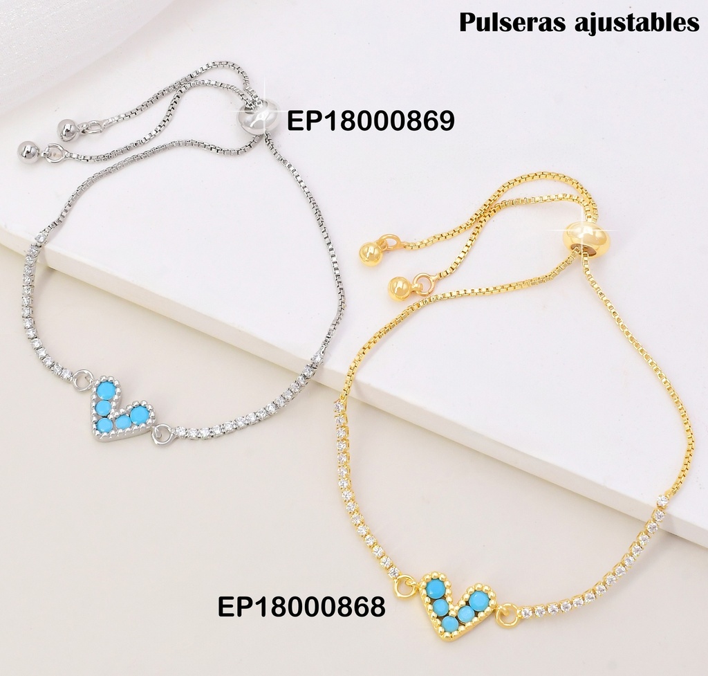 PULSERA ZIRCONIAS CENTRO CORAZON CELESTE BE430-144