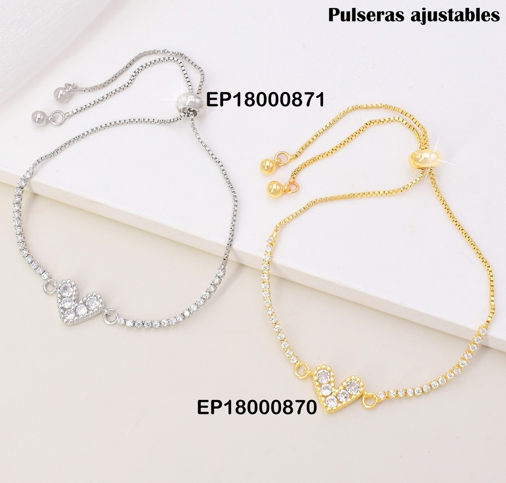 PULSERA PLAT.ZIRCONIAS CENTRO CORAZON BE433-144