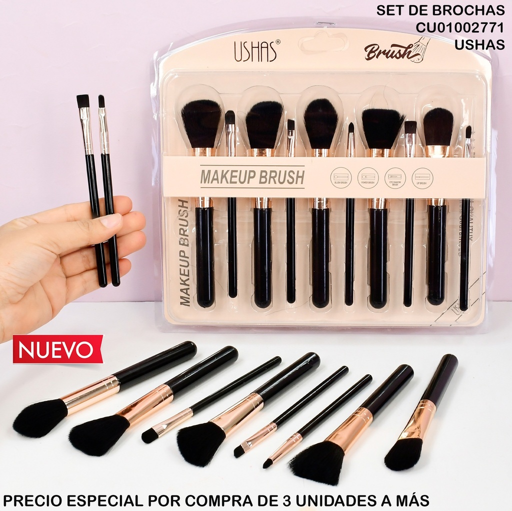 SET DE BROCHAS DE MAQUILLAJE 10PCS