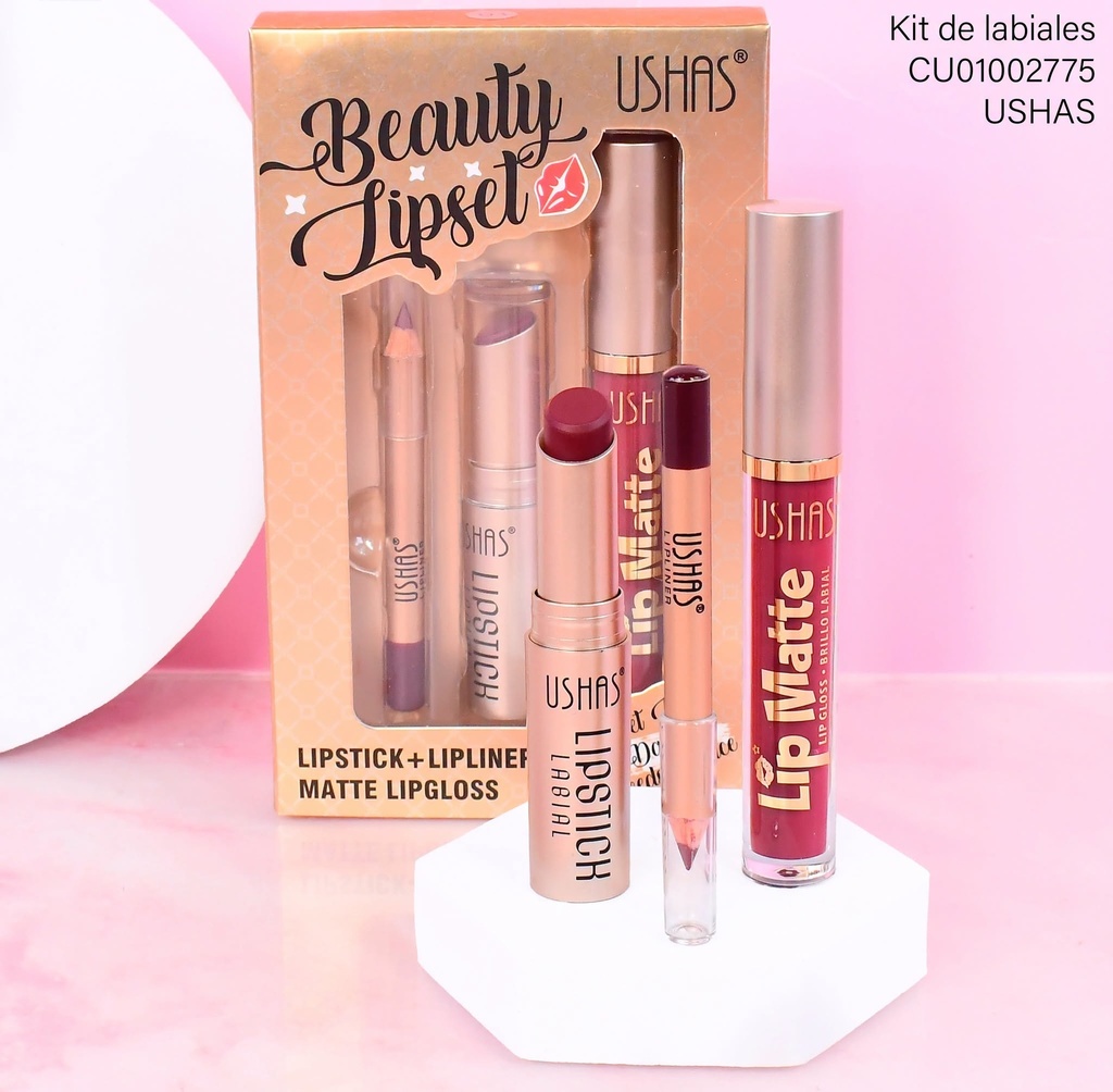 SET 3 PCS LIPSTICK + LIPLINER+MATTE LIP GLOSS US005